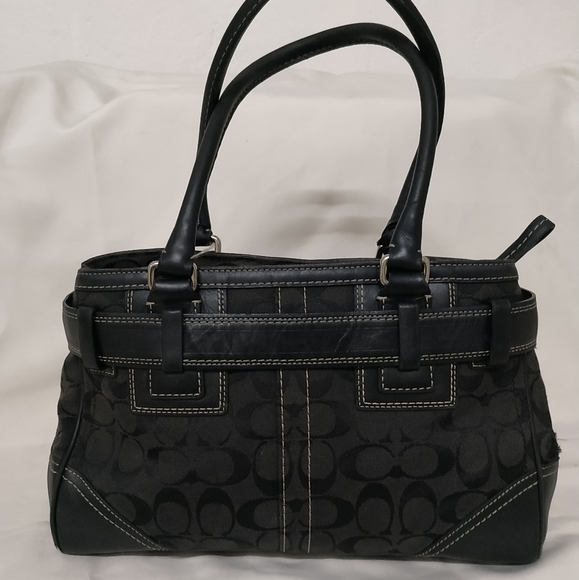 Coach Hampton Signature Black Canvas Satchel Handbag Shoulder bag - Picture 10 of 17